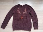 Bruine kersttrui 158/164, Ophalen of Verzenden, Zo goed als nieuw, Jongen of Meisje, Trui of Vest