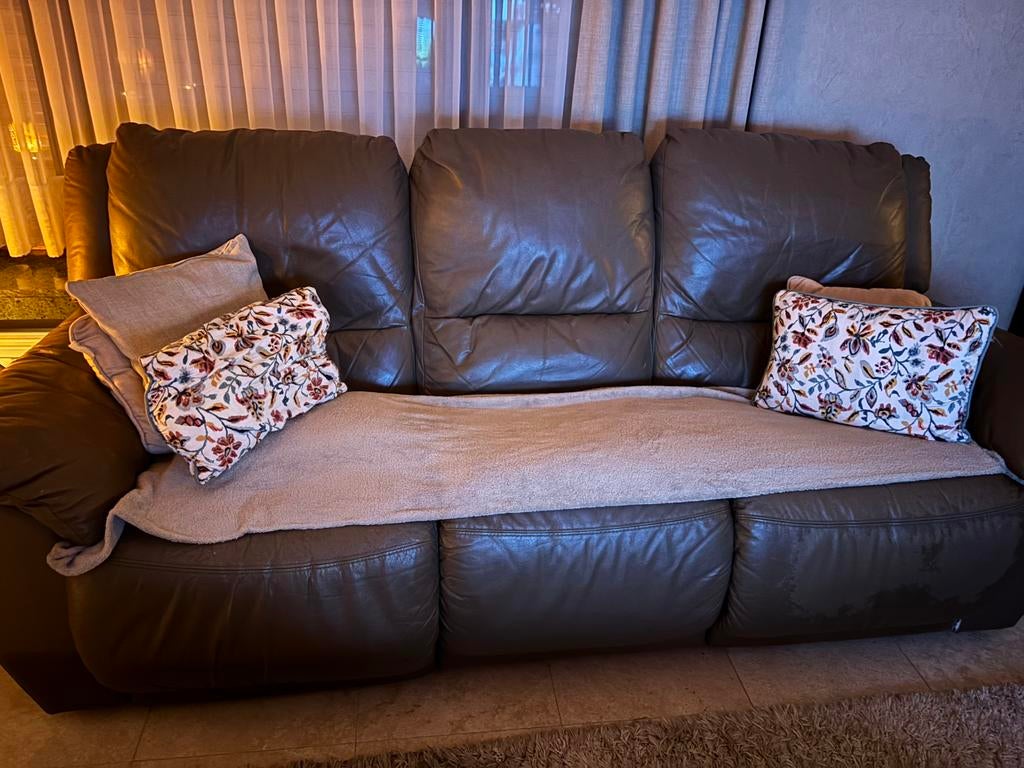 Sofa mag gratis afgehaald worden., Huis en Inrichting, Zetels | Zetels, Gebruikt, Rechte bank, Driepersoons, Leer, Ophalen