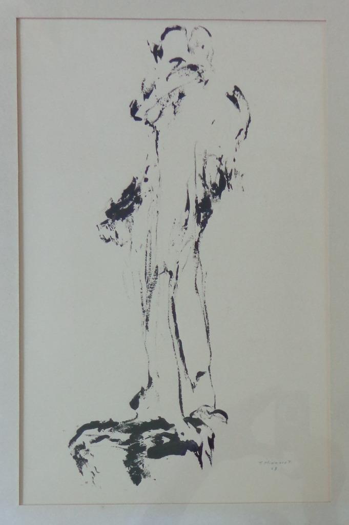 FRANS MINNAERT / FIGUUR / ORIGINEEL WERK / 58x43cm / KADER, Antiquités & Art, Art | Dessins & Photographie, Enlèvement ou Envoi