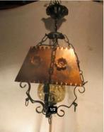 Belle lampe suspendue rétro en métal et verre, Enlèvement ou Envoi, Comme neuf, Métal