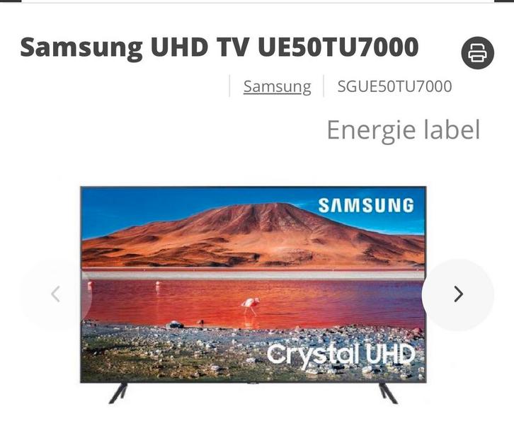 Samsung UE50TU7000  4K als nieuw, TV, Hi-fi & Vidéo, Télévisions, Comme neuf, LCD, Samsung, 50 Hz, Smart TV, Enlèvement ou Envoi