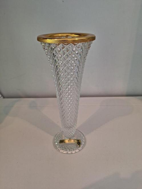 Vase cristal transparent doré or fin, Antiek en Kunst, Antiek | Vazen, Ophalen