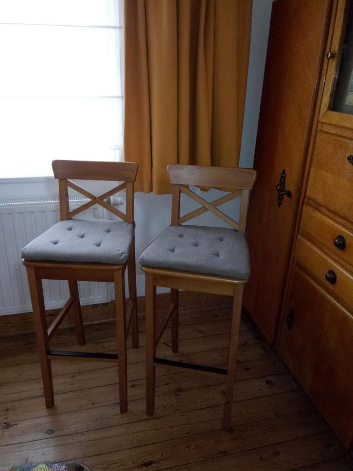 hoge ontlasting, Huis en Inrichting, Barkrukken, Gebruikt, 90 cm of meer, Hout, 2 krukken, Ophalen