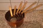 Vintage 6delige Koperen Steelpannen set, in perfecte staat, Huis en Inrichting, Keuken | Potten en Pannen, Ophalen, Zo goed als nieuw