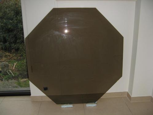 Glazen zeskant tafelblad, Huis en Inrichting, Tafelonderdelen, Gebruikt, Tafelblad, 100 tot 150 cm, 100 tot 150 cm, Overige vormen