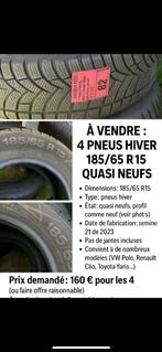 4 pneus hiver 185/65 R15 quasi neufs, Ophalen, 15 inch, Band(en), 185 mm