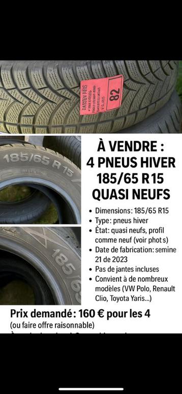 4 pneus hiver 185/65 R15 quasi neufs beschikbaar voor biedingen