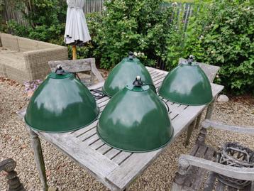 INDUSTRIËLE EMAILLE HANGLAMP GROEN, Huis en Inrichting, VINTAGE - INDUSTRIEEL - LANDELIJK - RUSTIEK - LOFT, Ophalen of Verzenden