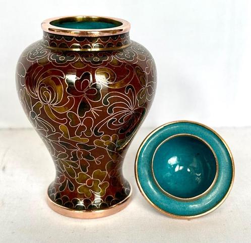 chinees emaille cloisonné gember pot - vaasje emaille koper, Antiek en Kunst, Antiek | Brons en Koper, Koper, Ophalen of Verzenden