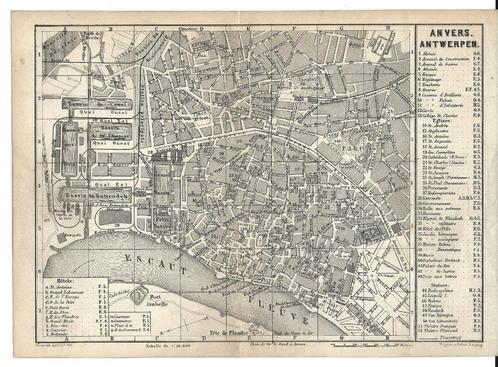 1878 - Antwerpen stadsplan, Antiek en Kunst, Kunst | Litho's en Zeefdrukken, Verzenden