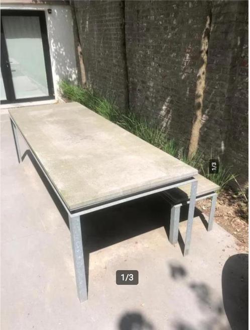 design galva tuintafel + zitbank, Tuin en Terras, Tuintafels, Gebruikt, Ophalen