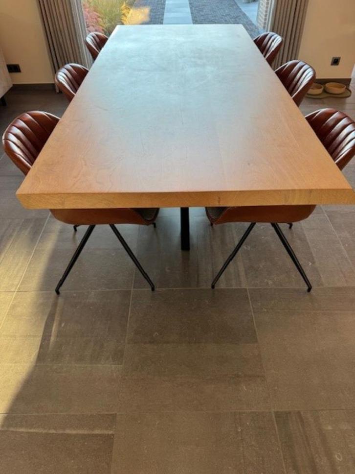 Eiken tafel 250 x 110 cm + 6 stoelen, Huis en Inrichting, Tafels | Eettafels, Gebruikt, 100 tot 150 cm, 200 cm of meer, Vijf personen of meer