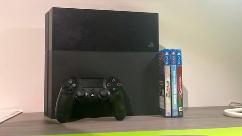 Ps4 met controller en 3 games, Games en Spelcomputers, Spelcomputers | Sony PlayStation 4, Gebruikt, Original, 500 GB, Met 1 controller