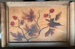 Plateau art deco bois peint décor feuilles d’automne, Antiquités & Art, Art | Peinture | Classique, Enlèvement