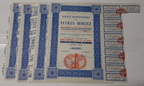 24 x Aandelen | Société Internationale des Ecoles Berlitz, Postzegels en Munten, Aandelen en Waardepapieren, Aandeel, 1950 tot 1970