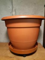 Bloempot in kunststof met schaal met wieltjes, Tuin en Terras, Ophalen, Gebruikt, Kunststof