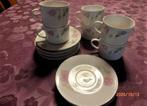 (19) -6 tasses + soucoupes roses et vertes, Ophalen of Verzenden, Zo goed als nieuw, Keramiek, Kop(pen) en/of Schotel(s)
