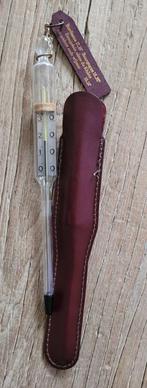 Wijnthermometer in glas met lederen etui, Verzamelen, Wijnen, Ophalen, Zo goed als nieuw, Overige gebieden, Rode wijn
