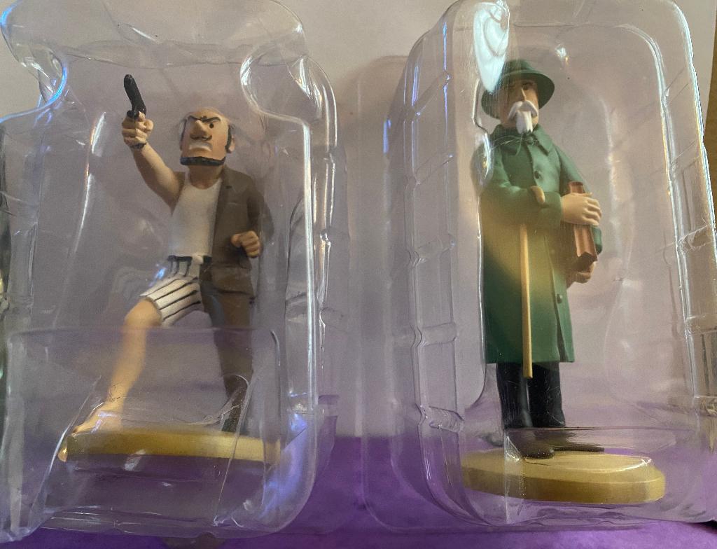 Lot de 2 figurines Tintin Alonzo Perez & Basil Bazaroff, Collections, Statues & Figurines, Comme neuf, Autres types, Enlèvement ou Envoi