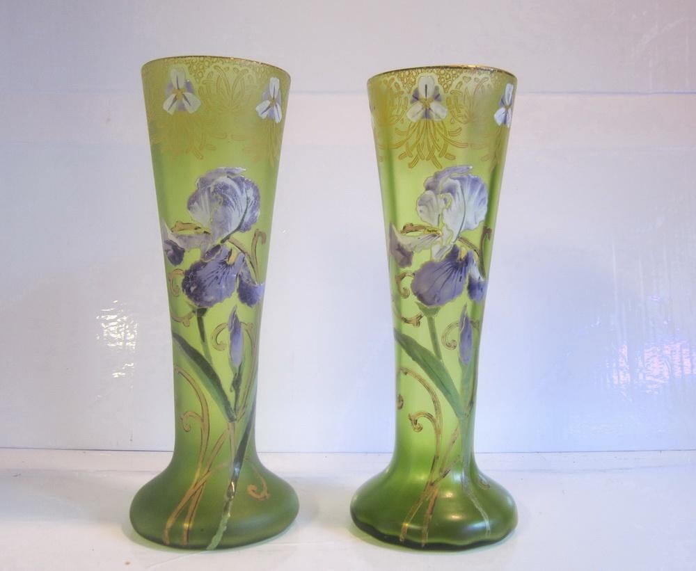 2 antieke Legras vazen, email, ca 1910 H 30 cm, Antiek en Kunst, Verzenden