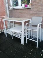 Hoge tuintafel en 4 barkrukken voor buiten, Ophalen, Gebruikt, Aluminium
