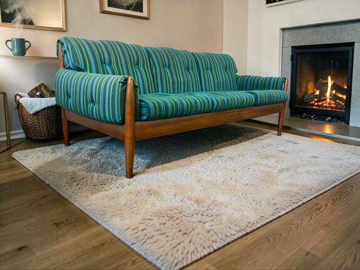 siège/canapé/trois places vintage en bois, Antiquités & Art, Curiosités & Brocante, Enlèvement