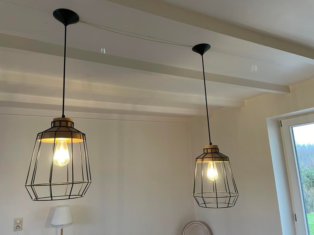 2 suspensions, Maison & Meubles, Lampes | Suspensions, Moins de 50 cm, Comme neuf, Métal, Italien