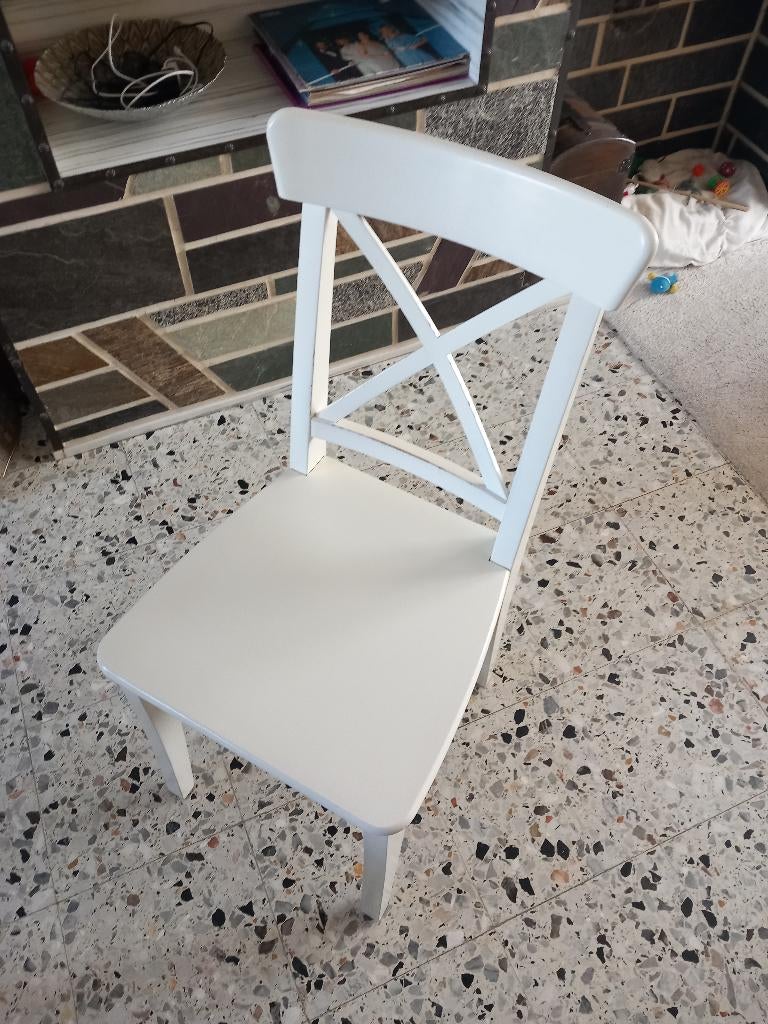 4 stoelen, Maison & Meubles, Chaises, Enlèvement, Utilisé, Blanc, Bois