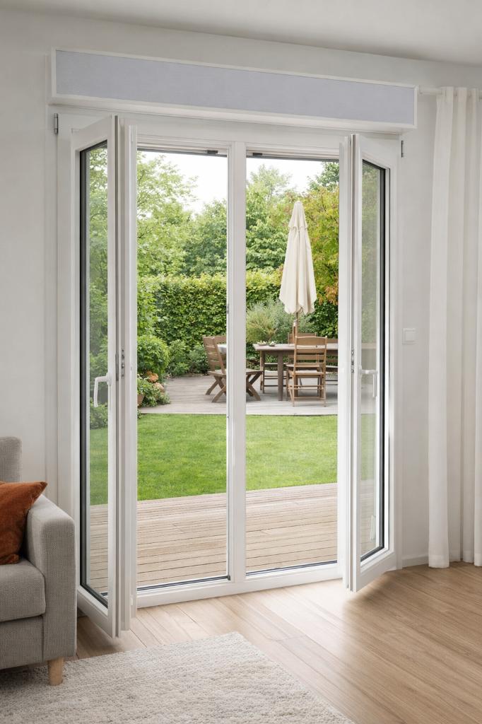 Porte-fenêtre PVC avec volet roulant électrique € 250,00, Enlèvement ou Envoi, Neuf, Blanc