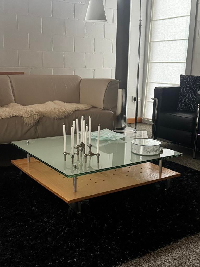 Salontafel met opaal gelaagd glas, Huis en Inrichting, Tafels | Salontafels, Zo goed als nieuw, Glas, Ophalen