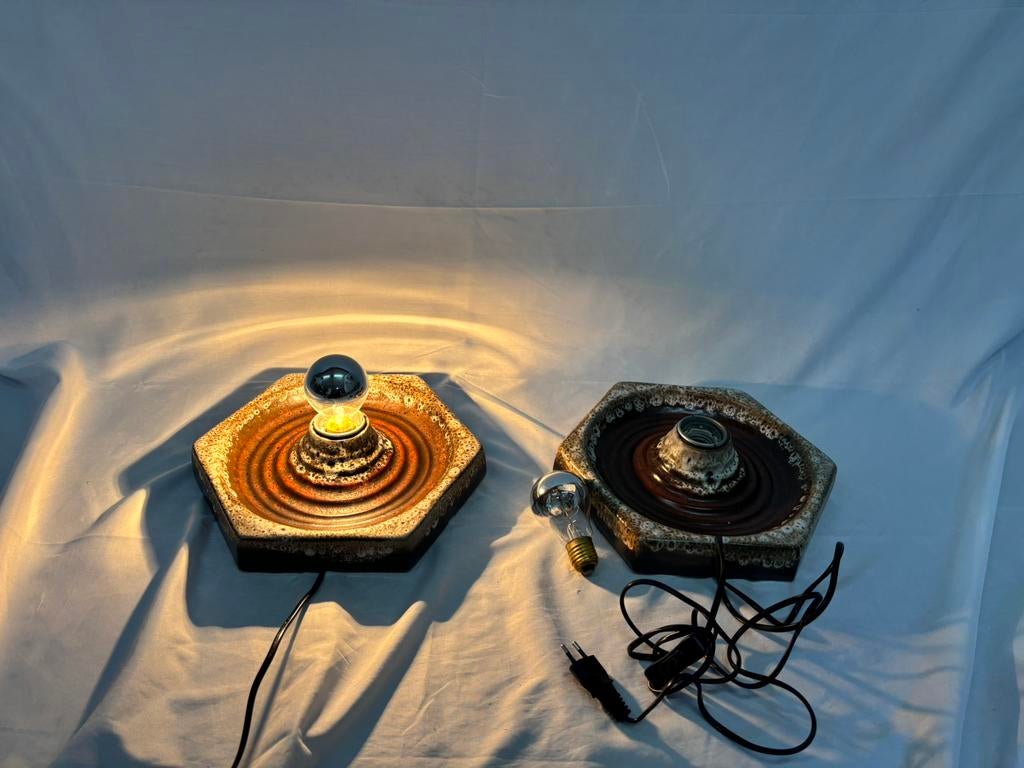 Vintage set keramische fat lava wandlampen PAN Leuchten, Huis en Inrichting, Lampen | Losse lampen, Gebruikt, Ophalen of Verzenden