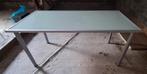 Table de salon en verre/pieds métal/2 H différentes, Maison & Meubles, Enlèvement, Verre