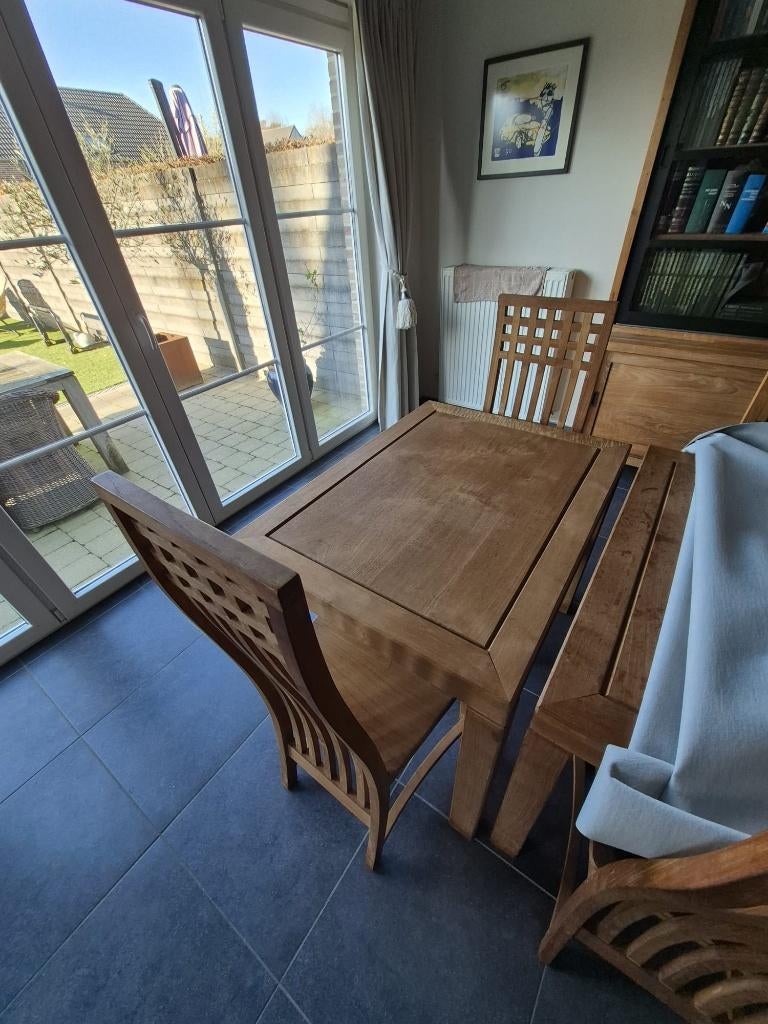 eettafel, Teck, 50 à 100 cm, Comme neuf, Enlèvement