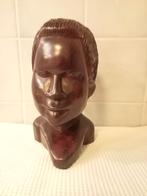 gesneden ebbenhouten kop - hoogte 20 cm, Antiek en Kunst, Ophalen of Verzenden