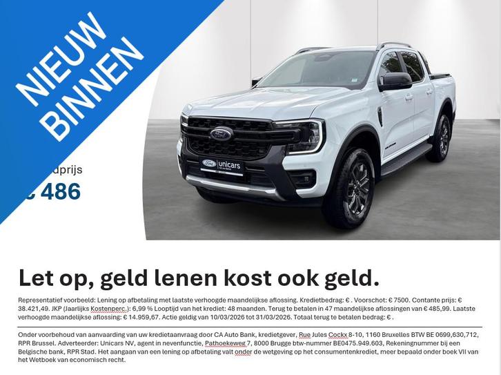 Ford Ranger 2.0 EcoBlue 151kW Aut. 4x4 Wildtrak, Auto's, Ford, Bedrijf, Te koop, Ranger, 4x4, Airconditioning, Alarm, Bluetooth