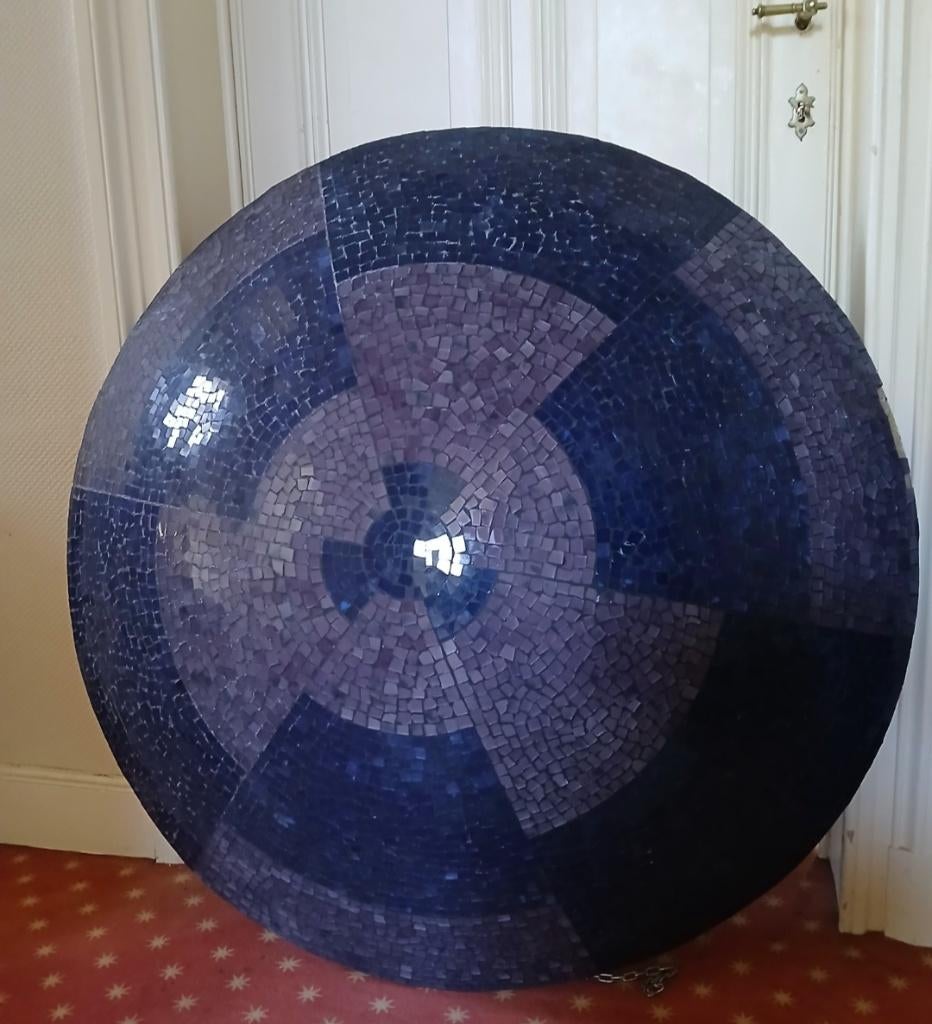 Décoration murale ronde en mosaïque., 110 cm, Autres styles, Bleu, Sculpture murale