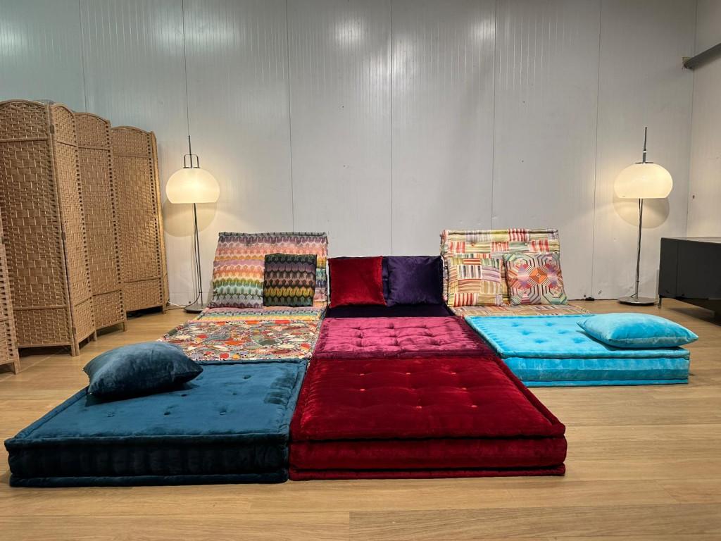 TRÈS EXCLUSIF Roche Bobois Mah Jong 11 éléments, Maison & Meubles, Enlèvement ou Envoi, Comme neuf, Tissus, Bankstel Bank Zetels Sofa Hoekbank Design bank