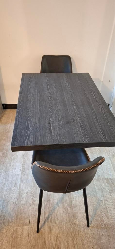 Eettafel +2 stulen in leder, Ophalen of Verzenden