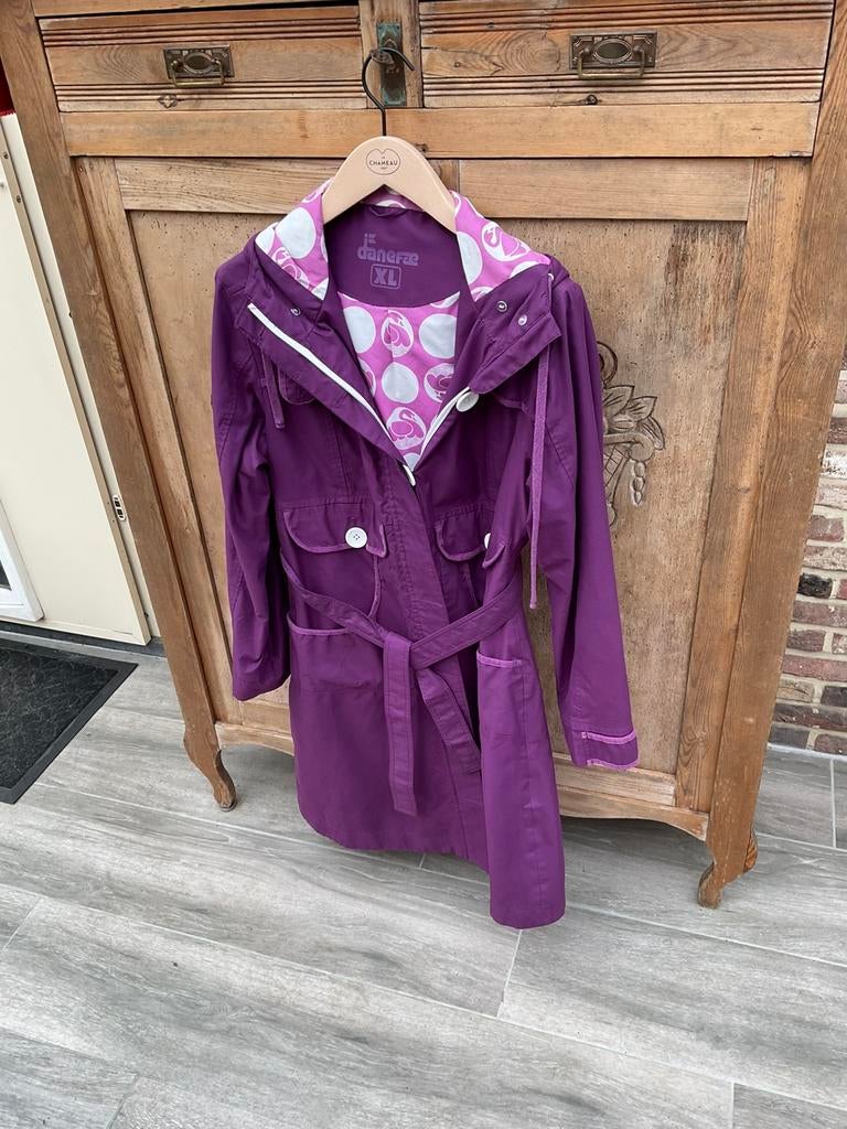 Tussenseizoenjas regenjas Danefae, Kleding | Dames, Jassen | Zomer, Zo goed als nieuw, Maat 42/44 (L), Paars, Ophalen of Verzenden