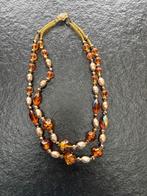 Halsketting Vintage, Bijoux, Sacs & Beauté, Colliers, Enlèvement, Utilisé, Brun, Pierre ou Minéral