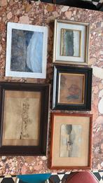 Lot de 5 dessins huile/encre/aquarelle 250 euros, Enlèvement