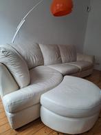 Grote hoekzetel met poef, wit, Huis en Inrichting, Ophalen, 250 tot 300 cm, Gebruikt, 125 tot 150 cm