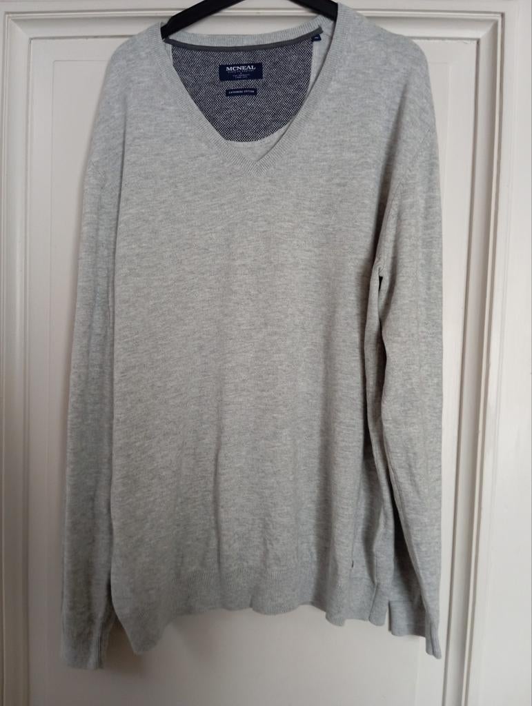 MCNEAL grey v-neck in cashmere cotton, size: XL, Ophalen of Verzenden