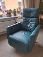 Lederen electr. blauwe relaxzetel van Montel, kleine maat, Huis en Inrichting, Fauteuils, Ophalen of Verzenden, Leer
