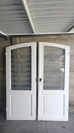 authentieke dubbele binnendeur - wit, gebogen & zwart beslag, Doe-het-zelf en Bouw, Deuren en Vliegenramen, Ophalen, Gebruikt