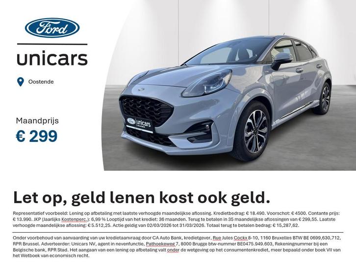 Ford Puma 1.0i Ecoboost mHEV 92kW ST-Line, Auto's, Ford, Te koop, Puma, Airconditioning, Bluetooth, Climate control, Cruise Control