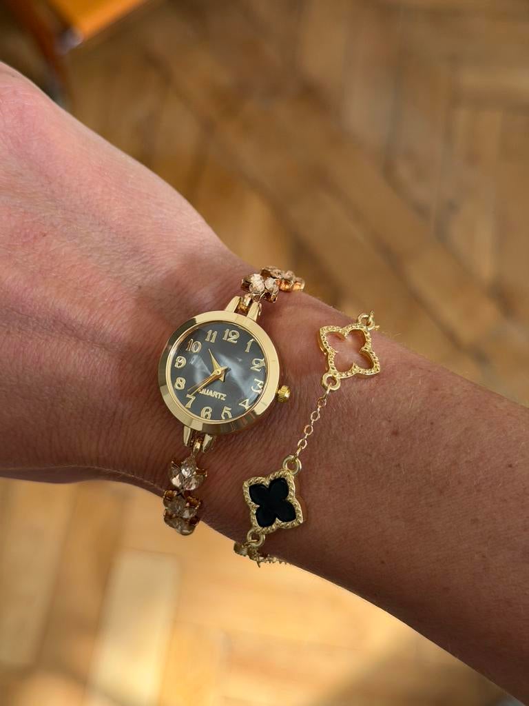 Lot ensemble bracelet et montre or stainless steel neuf, Enlèvement ou Envoi, Avec strass, Or, Comme neuf