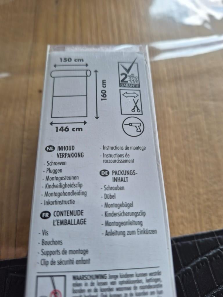 Verduisterd rolgordijn, Ophalen, Wit, 150 tot 200 cm, Nieuw