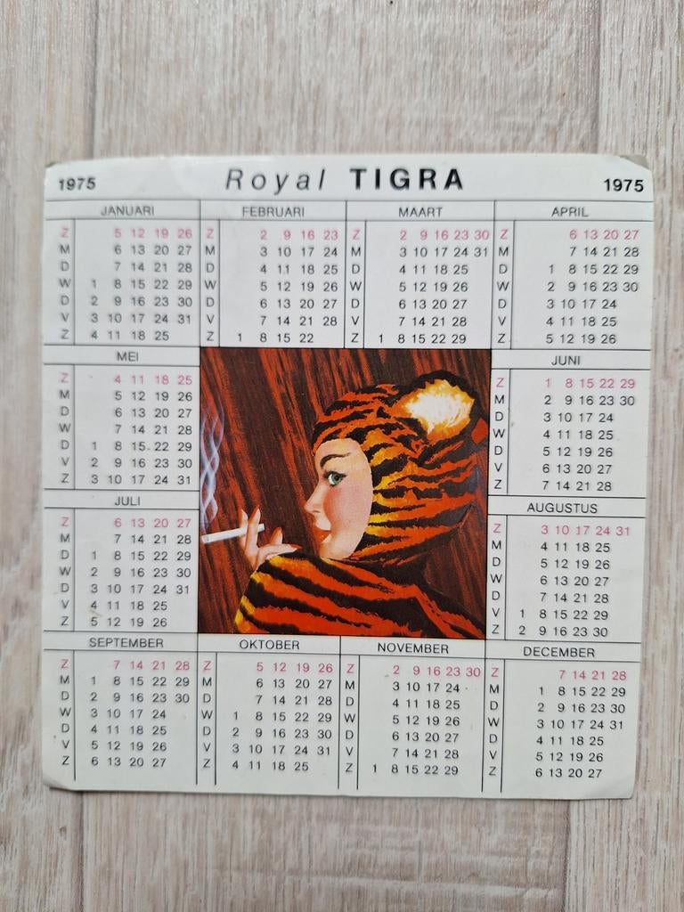 Ancien calendrier/autocollant Tigra, Collections, Enlèvement