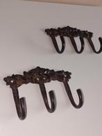 Set van 2 Vintage Gietijzeren Wandkapstokken – Bloemmotief, Ophalen, Gebruikt, Metaal, Wandkapstok